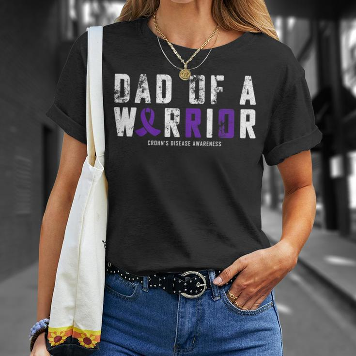 Crohns Disease Awareness Dad Of A Warrior Vintage T-Shirt Gifts for Her