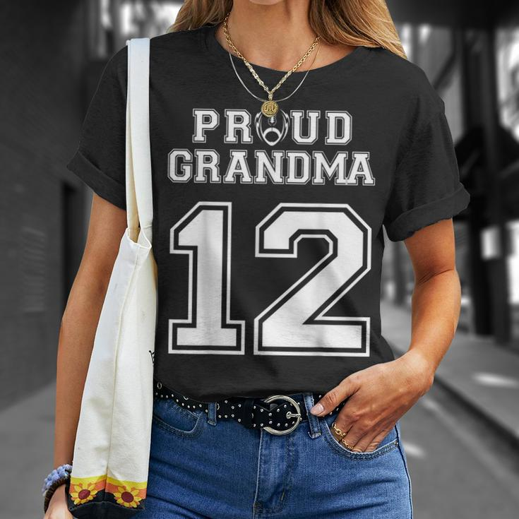 Custom Proud Football Grandma Number 12 Personalized Women Unisex T-Shirt Gifts for Her