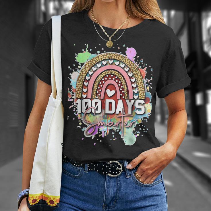 Cute 100 Days Smarter 100Th Day Of School Rainbow Leopard T-shirt ...