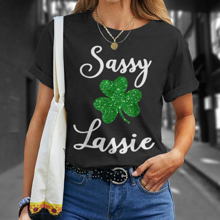 Cute Sassy Lassie Shirt Irish Shamrock Funny St Patricks Day Unisex T-Shirt Gifts for Her