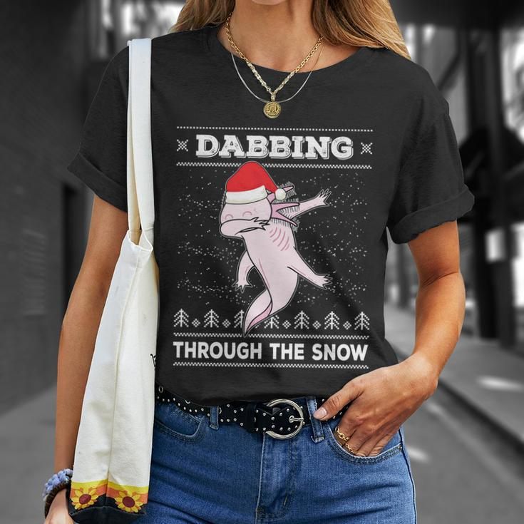 Dabbing Through The Snow Dab Axolotl Ugly Christmas Sweater Gift Unisex T-Shirt Gifts for Her