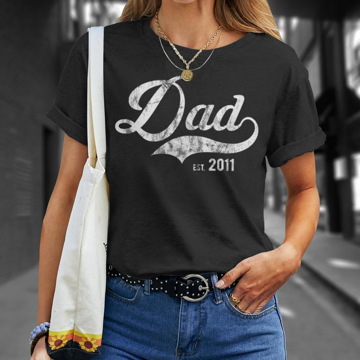 Dad Est 2011 Worlds Best Fathers Day Gift We Love Daddy Unisex T-Shirt Gifts for Her