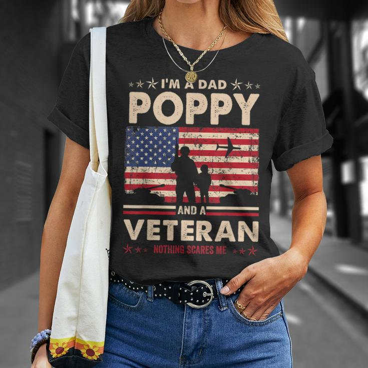 I Am A Dad Poppy Veteran Nothing Scares Me Papa Fathers Day T-Shirt Gifts for Her