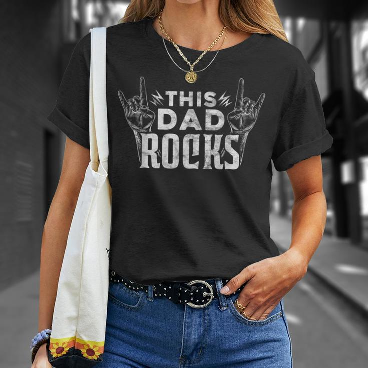Mens This Dad Rocks Rock N Roll Heavy Metal Fathers Day T-Shirt Gifts for Her