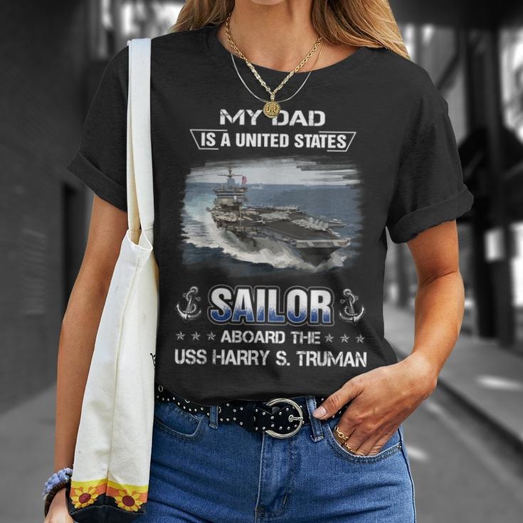 My Dad Is A Sailor Aboard The Uss Harry S Truman Cvn 75 T-Shirt Gifts for Her