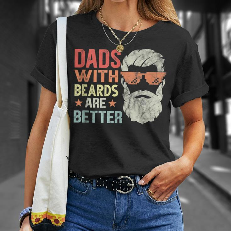Dads With Beards Are Better Retro Fathers Day Bearded Daddy T-shirt Gifts for Her