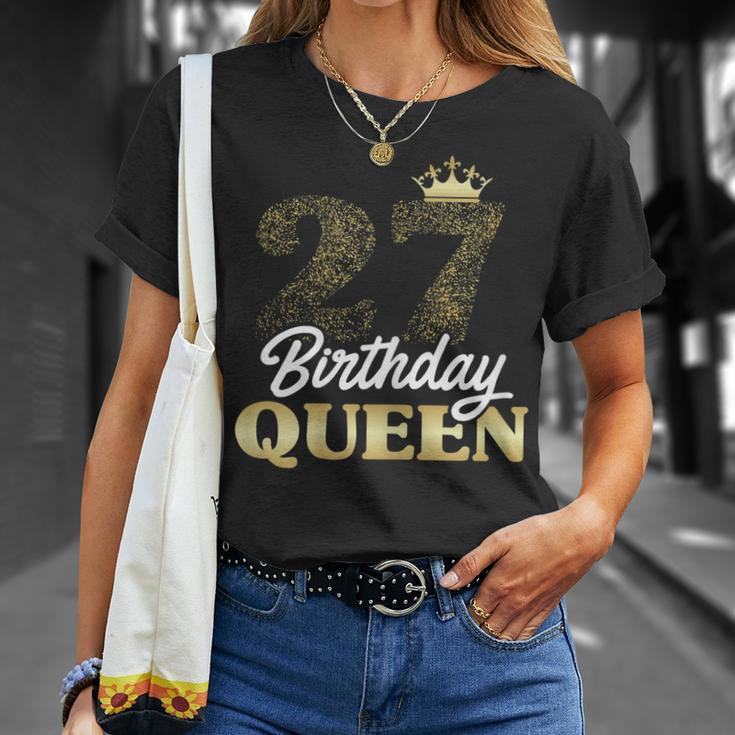 Damen 27. Geburtstag T-Shirt Jahrgang 1995, Birthday Queen mit Krone Geschenke für Sie