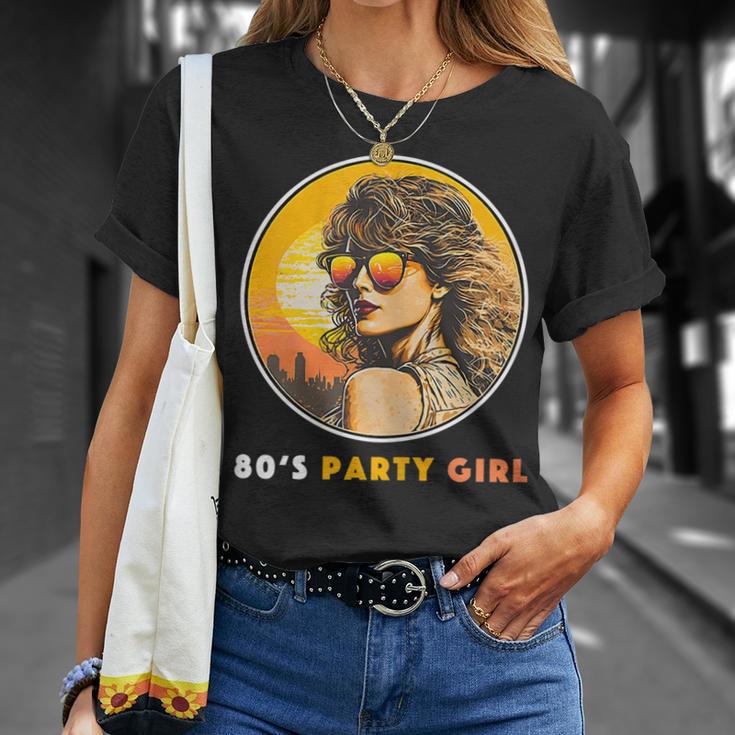 Damen 80S Party Girl Retro Outfit Achtziger Jahre Frauen T-Shirt Geschenke für Sie