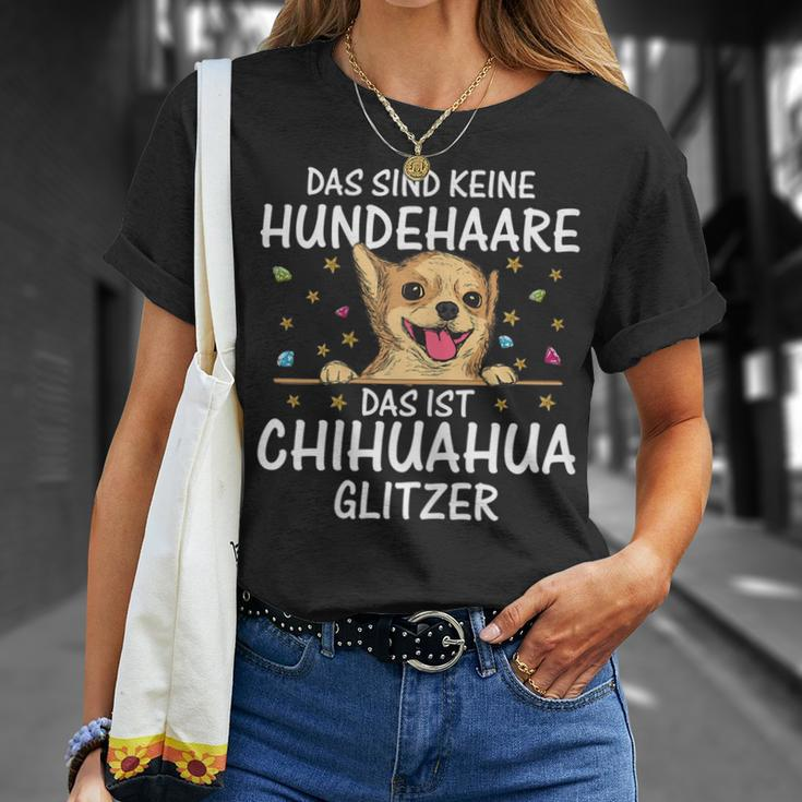 Damen Chihuahua Glitzer T-Shirt, Süßer Welpen Spruch für Hundehalter Geschenke für Sie