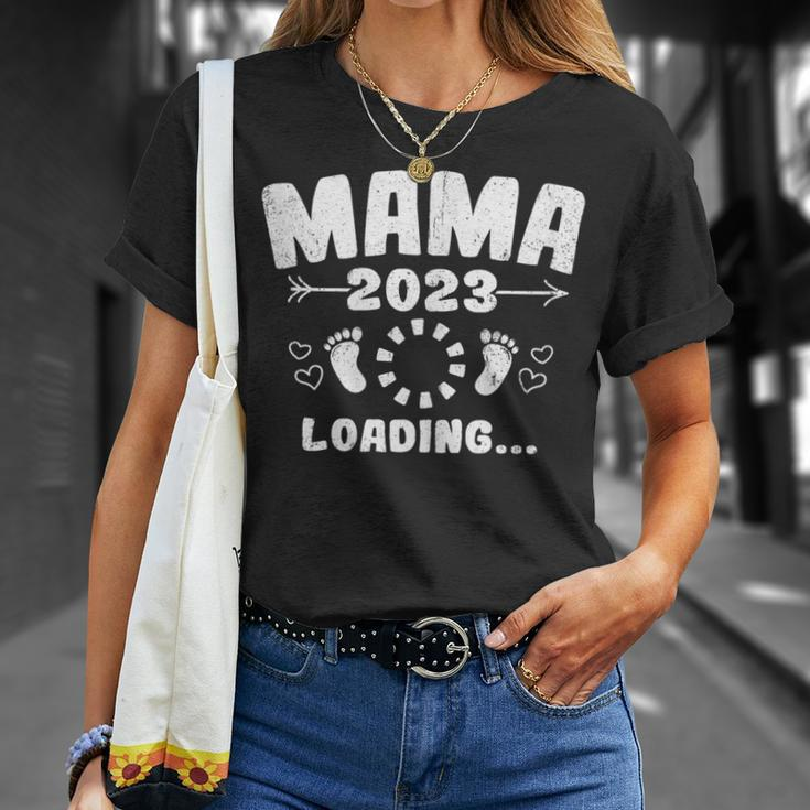 Damen Mama 2023 Loading Mutter Nachwuchs Baby Kinder Geschenk T-Shirt Geschenke für Sie