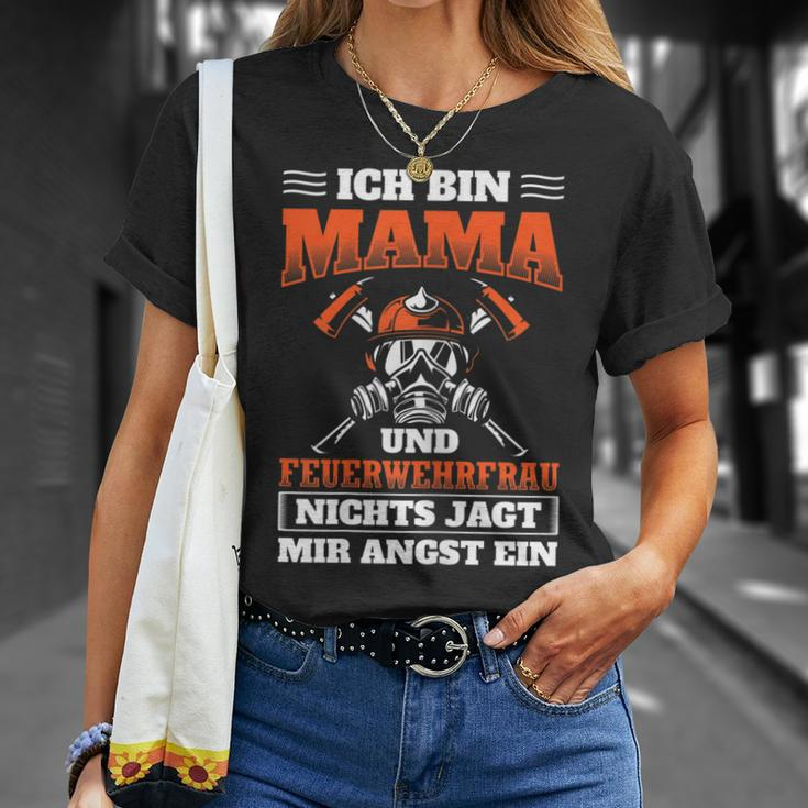 Damen Mama Und Feuerwehrfrau Freiwillige Feuerwehr T-Shirt Geschenke für Sie