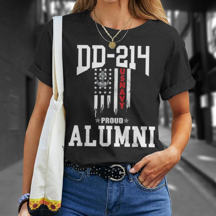 Dd 214 Alumni Us Military Veteran Navy Vintage Us Flag Unisex T-Shirt Gifts for Her