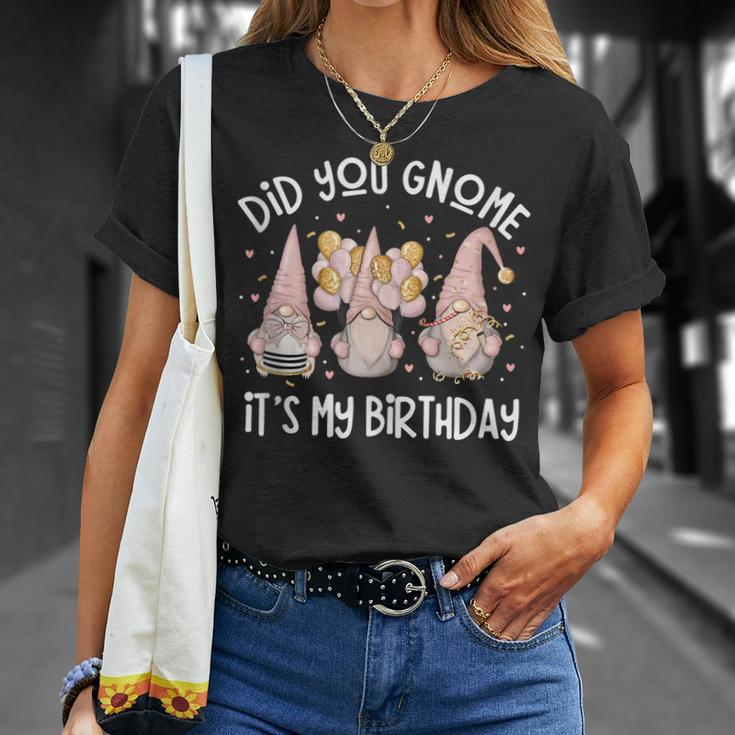 Did You Gnome Its My Birthday Cute Gnomies Balloons Unisex T-Shirt Gifts for Her