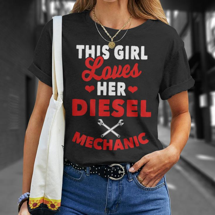 Diesel Mechanic Gifts Wife Girlfriend Design On Back Unisex T-Shirt Gifts for Her