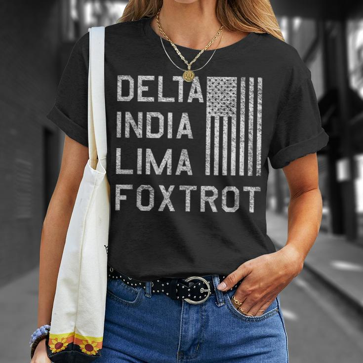 Dilf Delta India Lima Foxtrot Us Flag American Patriot Unisex T-Shirt Gifts for Her