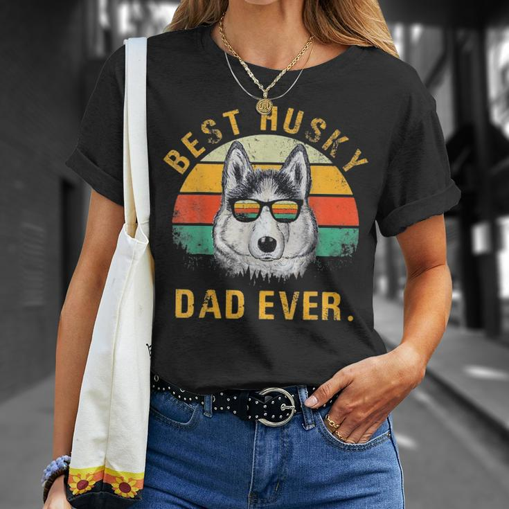 Dog Vintage Best Husky Dad Ever Funny Fathers Day Gifts Unisex T-Shirt Gifts for Her