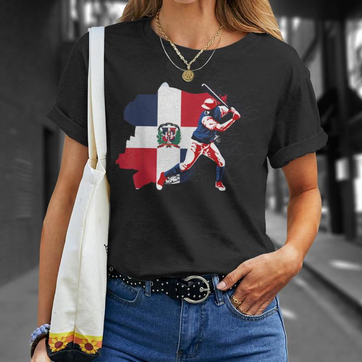 Dominican Republic Flag Baseball PlayerSports Unisex T-Shirt Gifts for Her