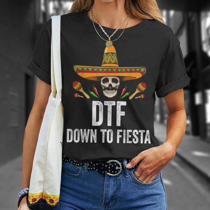 Dtf Down To Fiesta Funny Mexican Skull Cinco De Mayo Unisex T-Shirt Gifts for Her
