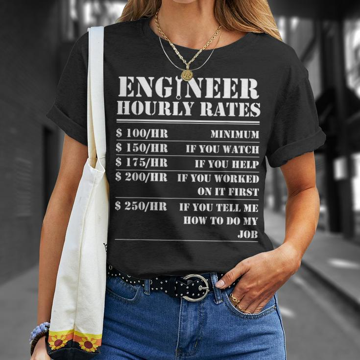 Engineer Hourly Rate Funny Engineering Mechanical Civil Gift Unisex T-Shirt Gifts for Her