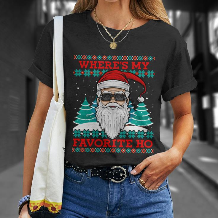 Evil Santa Wheres My Favorite Ho Funny Ugly Christmas Gift Unisex T-Shirt Gifts for Her