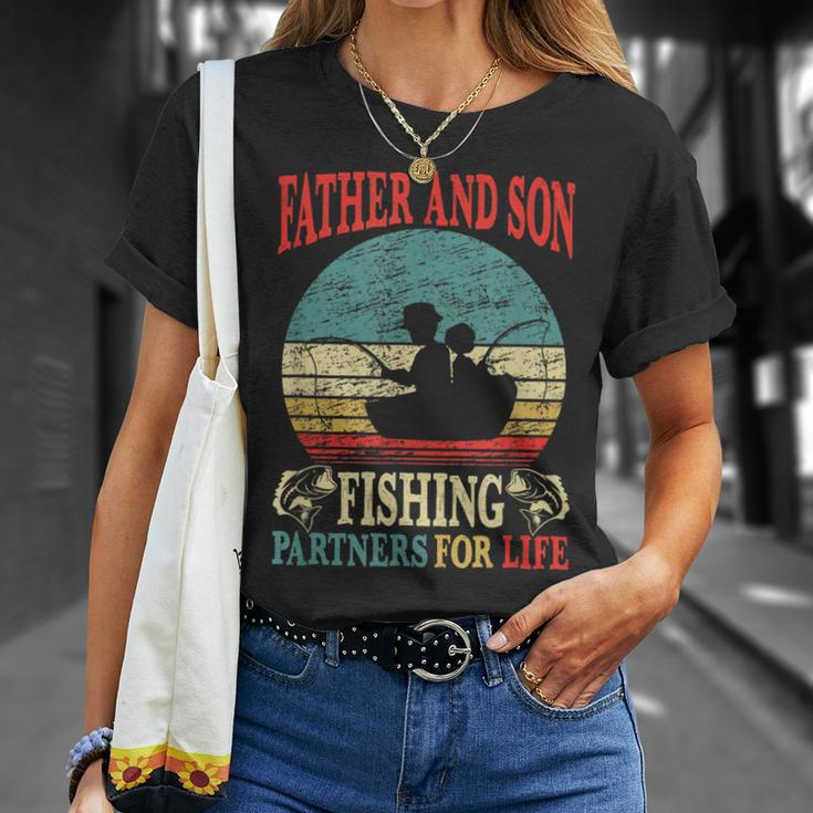Father Son Fishing Partners For Life Vintage Dad Matching T-Shirt Gifts for Her
