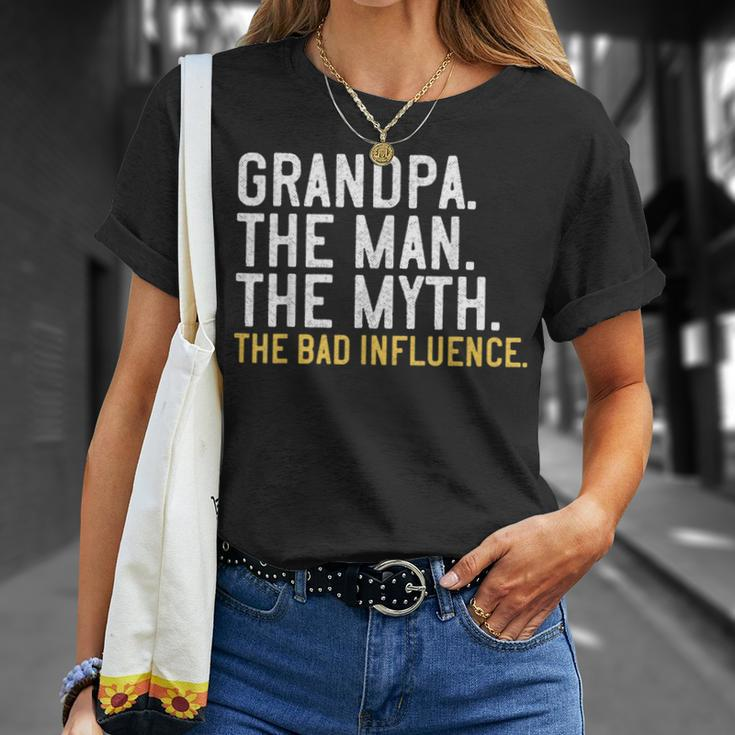 Mens Fathers Day Grandpa The Man The Myth The Bad Influence T-Shirt Gifts for Her
