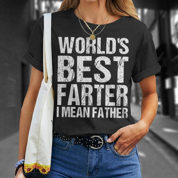 Fathers Day Retro Dad Worlds Best Farter I Mean Father Unisex T-Shirt Gifts for Her