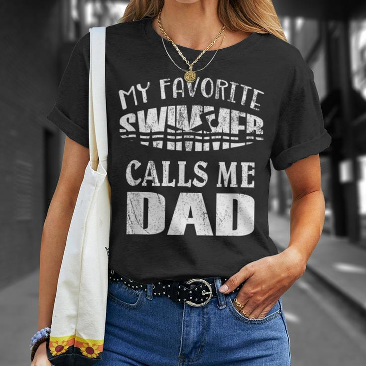 My Favorite Swimmer Calls Me Dad Vintage Swim Pool T-Shirt Gifts for Her