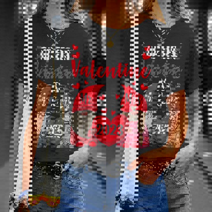 Our First Valentine As Mr And Mrs 2023 Hearts Valentines Day T-Shirt Gifts for Her
