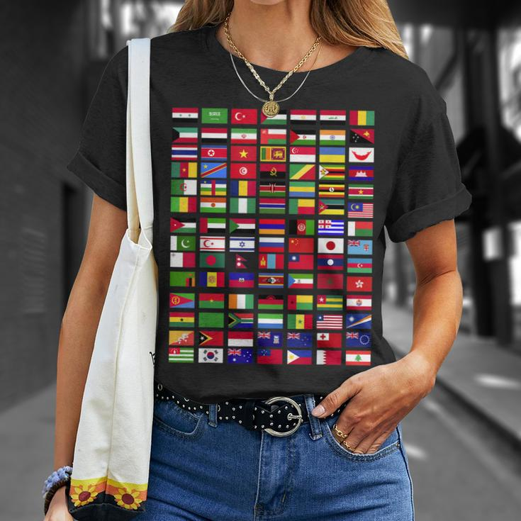 Flaggen Der Welt Spruch Geschenk Reisen Weltreise Geschenkid T-Shirt Geschenke für Sie