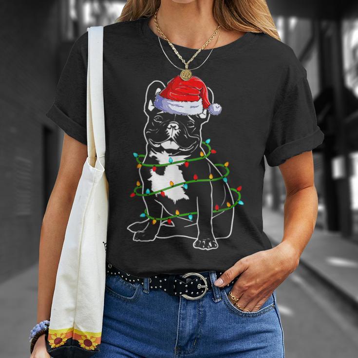 French Bulldog Christmas Dog Mom Dad Christmas Lights T-shirt Gifts for Her
