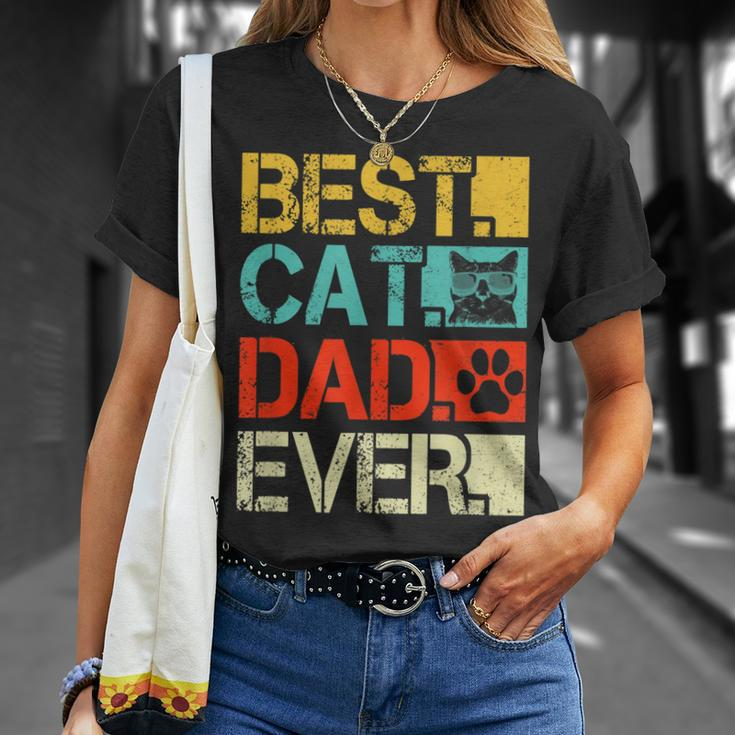 Funny Best Cat Dad Ever Retro Fathers Day Gift Cat Lovers Gift For Mens Unisex T-Shirt Gifts for Her