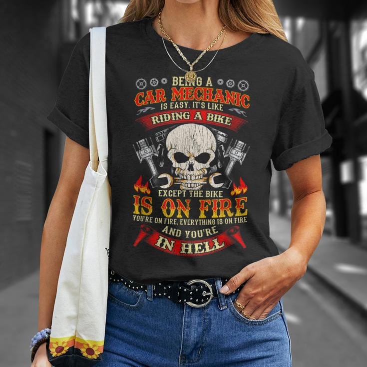 Funny Car Mechanic Biker Skull Gift For Mens Unisex T-Shirt Gifts for Her