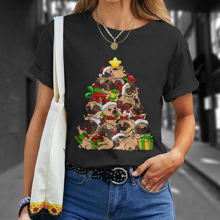 Funny Christmas Pug Pajama Shirt Tree Dog Dad Mom Xmas Unisex T-Shirt Gifts for Her