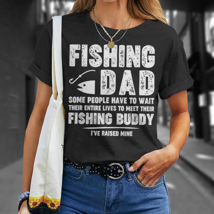 Funny Fishing Dad Father Kid Matching Fathers Day Gift Unisex T-Shirt Gifts for Her