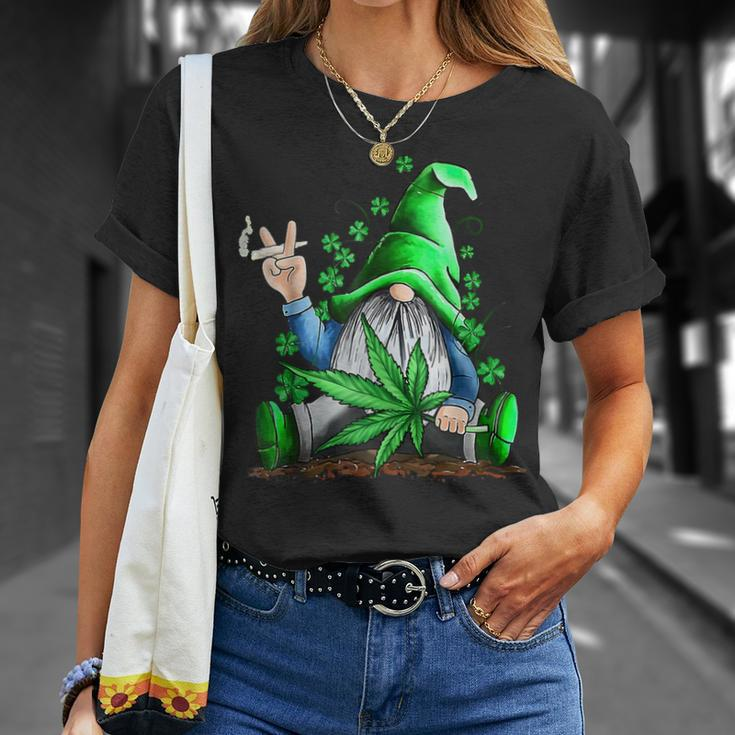 Funny Gnome Pot Leaf 420 Marijuana Weed St Patricks Day Unisex T-Shirt Gifts for Her