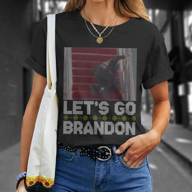 Funny Lets Go Brandon Falling Biden Ugly Christmas Sweater Unisex T-Shirt Gifts for Her