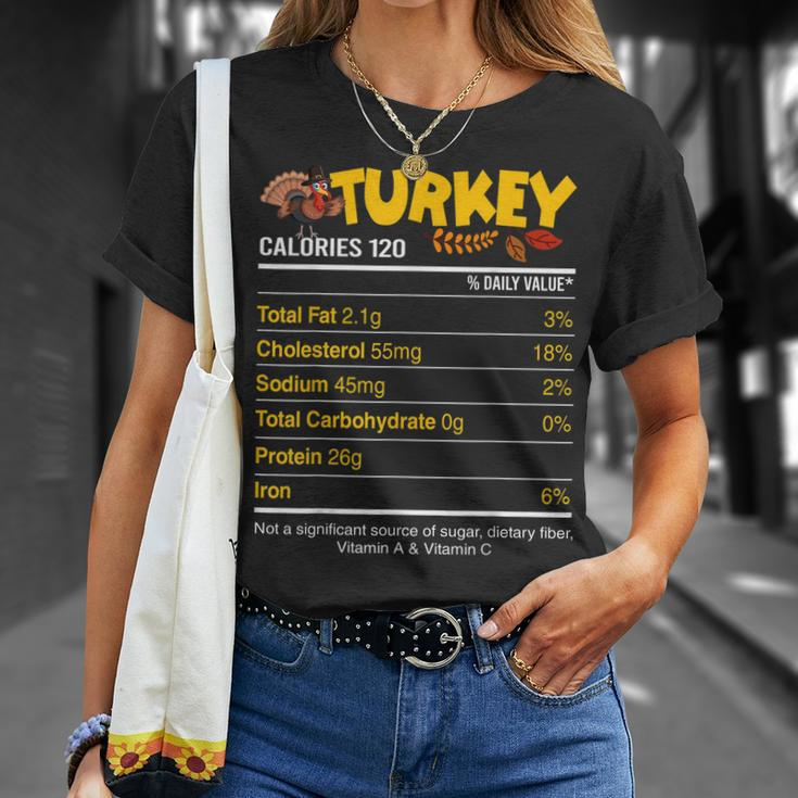 Funny Turkey Nutrition Ingredients Thanksgiving Holiday Gift Unisex T-Shirt Gifts for Her