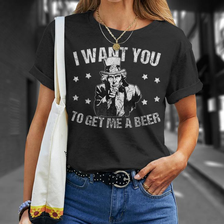 Funny Uncle Sam I Want You To Get Me A Beer Unisex T-Shirt Gifts for Her