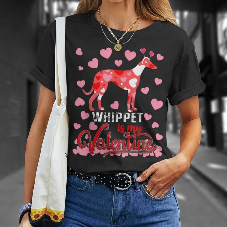 Funny Whippet Is My Valentine Dog Lover Dad Mom Boy Girl Unisex T-Shirt Gifts for Her