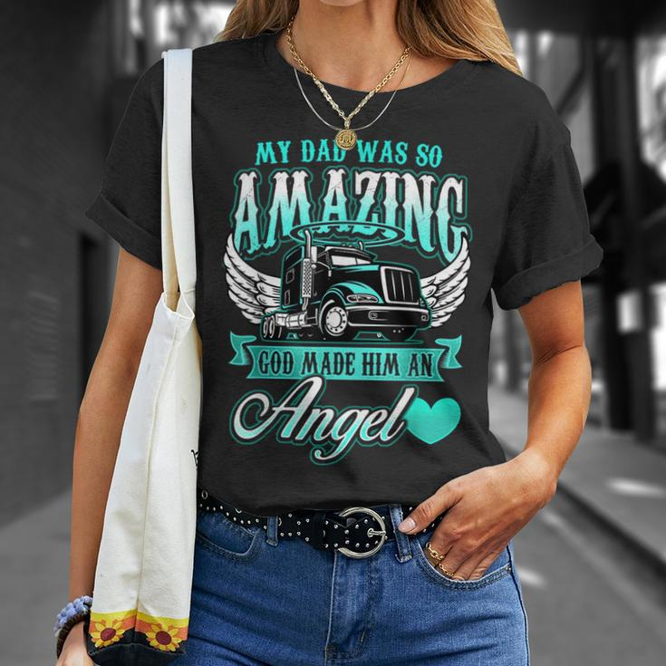 God Made My Dad An Angel Truck Driver Father Memorial T-Shirt Gifts for Her