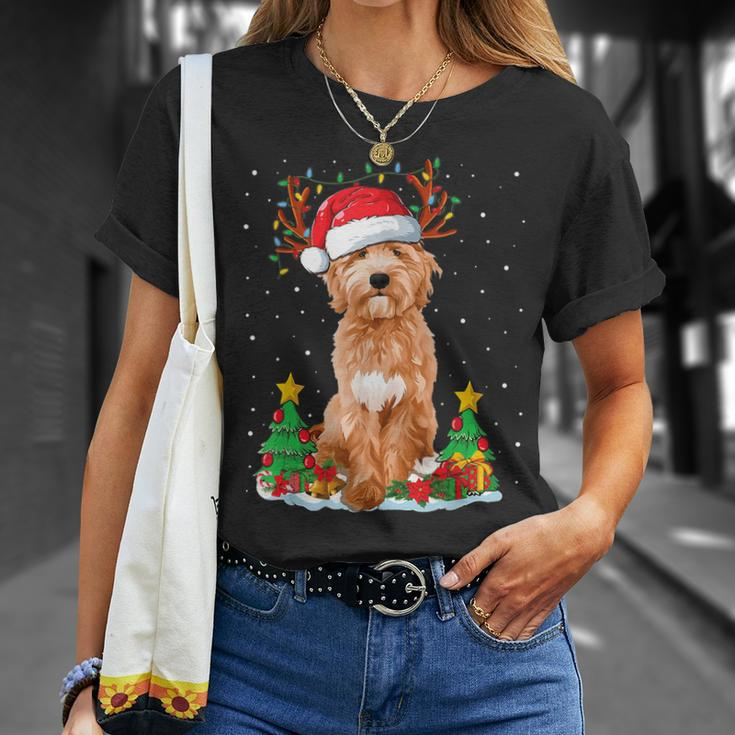 Goldendoodle Christmas Tree Lights Pajama Dog Xmas T-shirt Gifts for Her