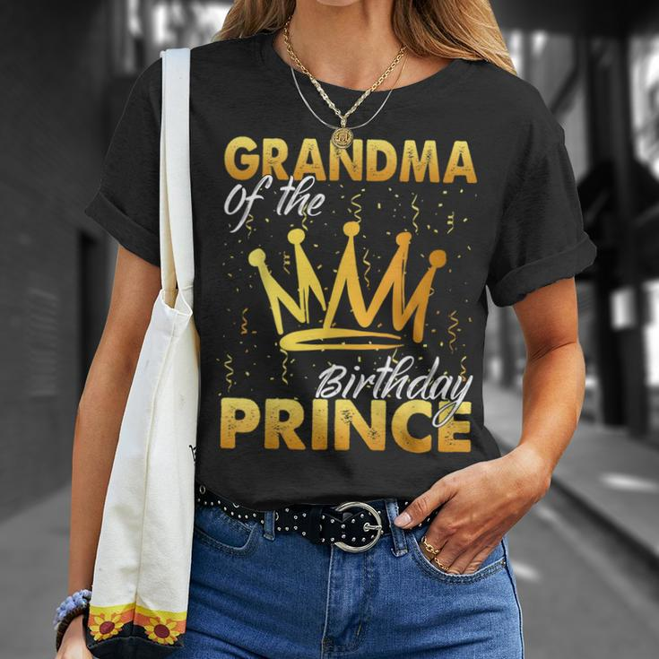 Grandma Of The Birthday Prince Boys Son Birthday Theme Party Unisex T-Shirt Gifts for Her