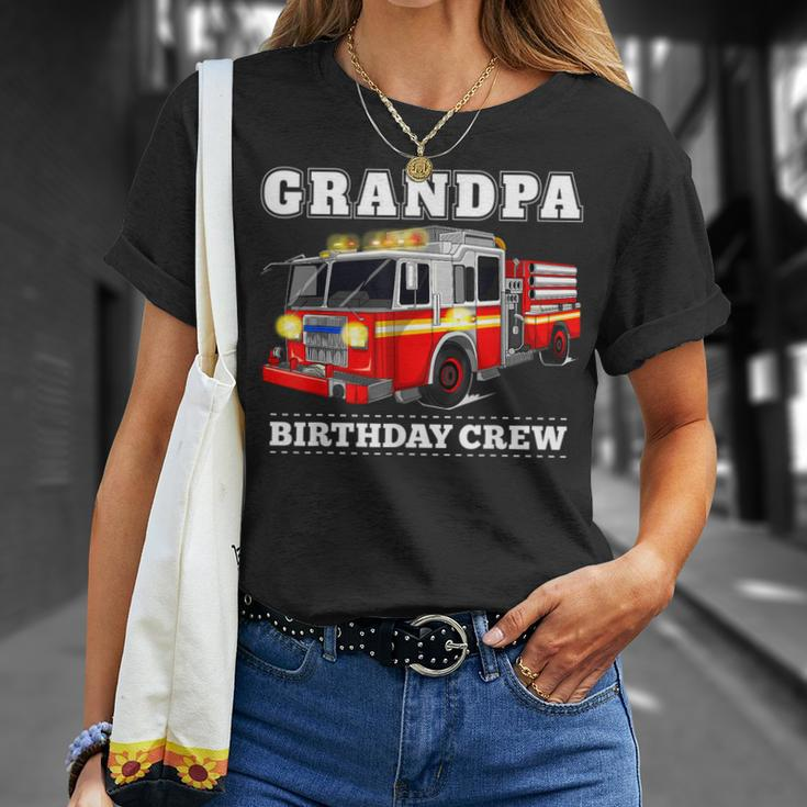 Grandpa Birthday Crew Fire Truck Firefighter Fireman Party T-Shirt Gifts for Her