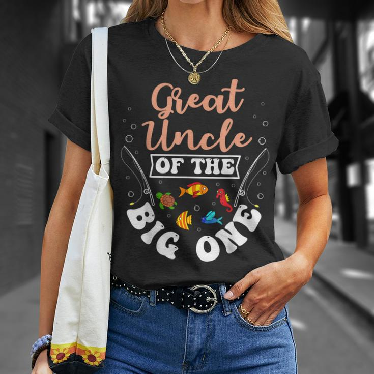 Great Uncle Of The Big One Fishing Birthday Party Bday Unisex T-Shirt