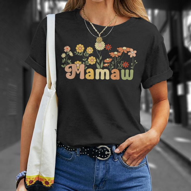 Groovy Mamaw Grandmother Flowers Mamaw Grandma Unisex T-Shirt Gifts for Her