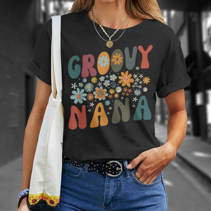 Groovy Nana Retro Colorful Flowers Design Grandma Unisex T-Shirt Gifts for Her
