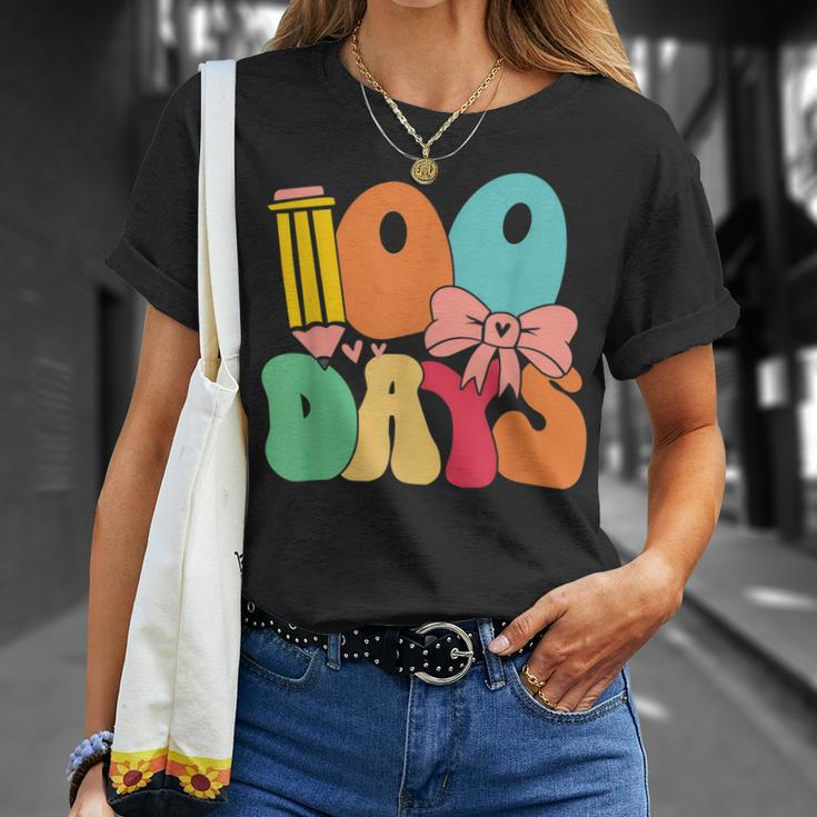 Happy 100 Days Of School Teacher Kids Retro Groovy 100Th Day V2T-shirt Gifts for Her