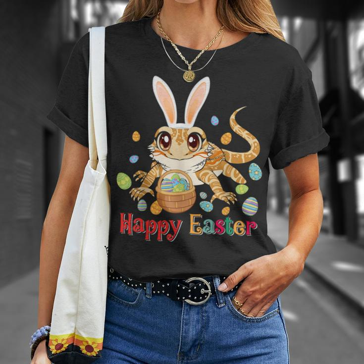 Happy Easter Cute Bunny Bearded Dragon Easter Eggs Basket Unisex T-Shirt Gifts for Her