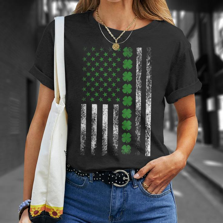 Happy St Patricks Day American Flag Shamrock Matching T-shirt Gifts for Her